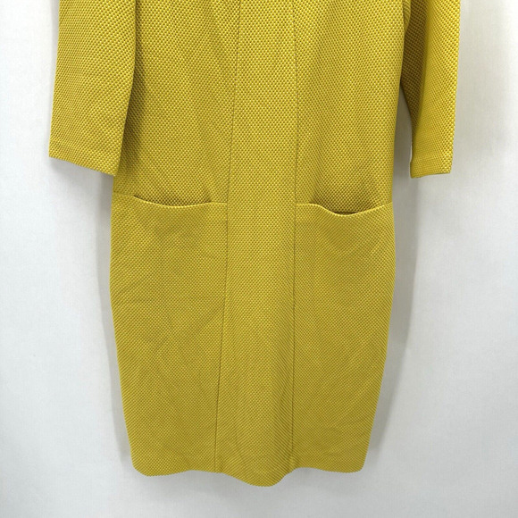 Boden Riva Jacquard Shift Dress Size 6 Tall Yellow 3/4 Sleeve Retro Mod Twee - Picture 5 of 11